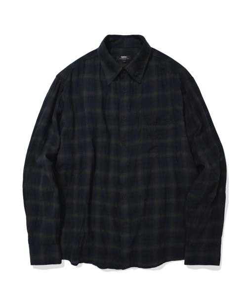 KANEITEI(カネイテイ)の「WRINKLE PLAID SHIRT (NAVY)(シャツ/ブラウス・レディース・ネイビー・MEDIUM/LARGE/X-LARGE)」の1枚目の写真