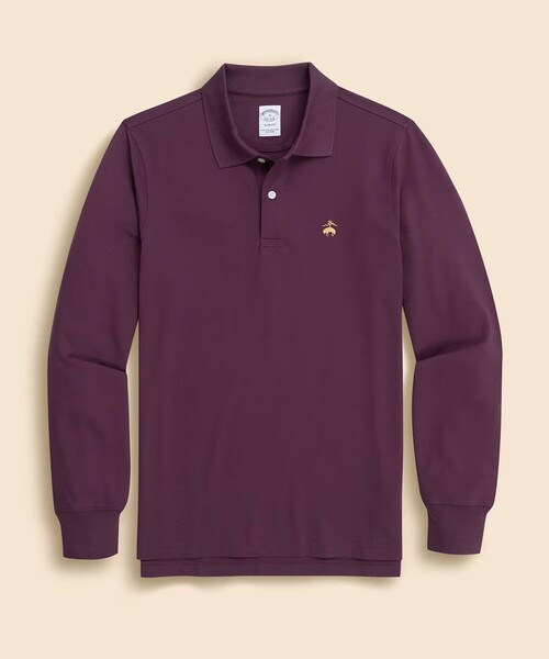 BROOKS BROTHERS(ブルックスブラザーズ)の「GF スーピマコットン ストレッチピケ ロングスリーブポロシャツ(ポロシャツ・メンズ・ブルー/バーガンディー・LARGE/SMALL/MEDIUM/X-LARGE)」の2枚目の写真