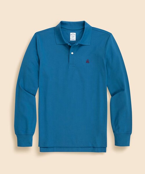 BROOKS BROTHERS(ブルックスブラザーズ)の「GF スーピマコットン ストレッチピケ ロングスリーブポロシャツ(ポロシャツ・メンズ・ブルー/バーガンディー・LARGE/SMALL/MEDIUM/X-LARGE)」の1枚目の写真