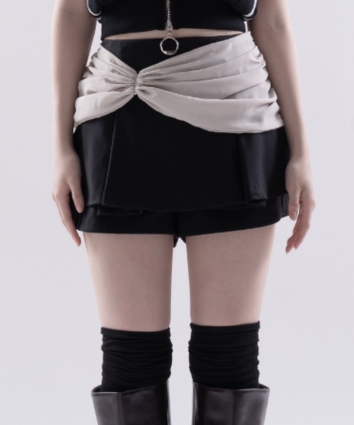 Melviianne(メルヴィアンヌ)の「Drape wrap skirt(スカート・レディース・Black/DK.Gray・SMALL/MEDIUM)」の1枚目の写真