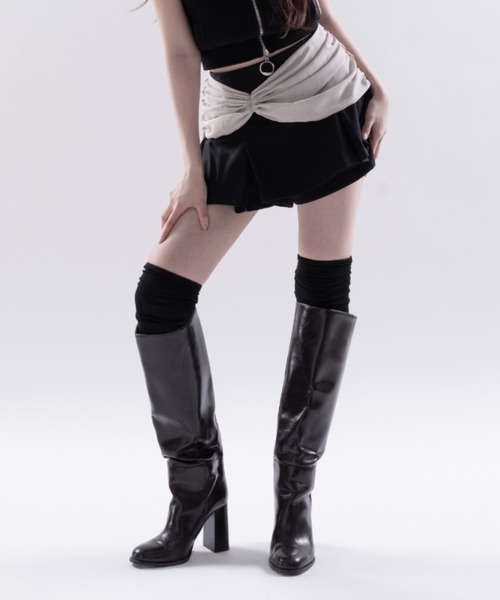 Melviianne(メルヴィアンヌ)の「Drape wrap skirt(スカート・レディース・Black/DK.Gray・SMALL/MEDIUM)」の5枚目の写真