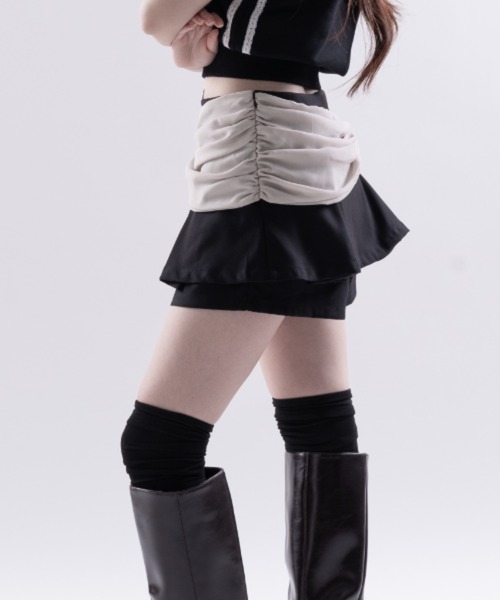 Melviianne(メルヴィアンヌ)の「Drape wrap skirt(スカート・レディース・Black/DK.Gray・SMALL/MEDIUM)」の7枚目の写真