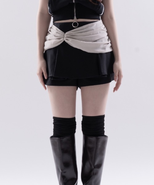 Melviianne(メルヴィアンヌ)の「Drape wrap skirt(スカート・レディース・Black/DK.Gray・SMALL/MEDIUM)」の6枚目の写真