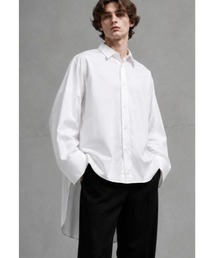 【日本製／ワイドショルダー ビッグロングシャツ】
