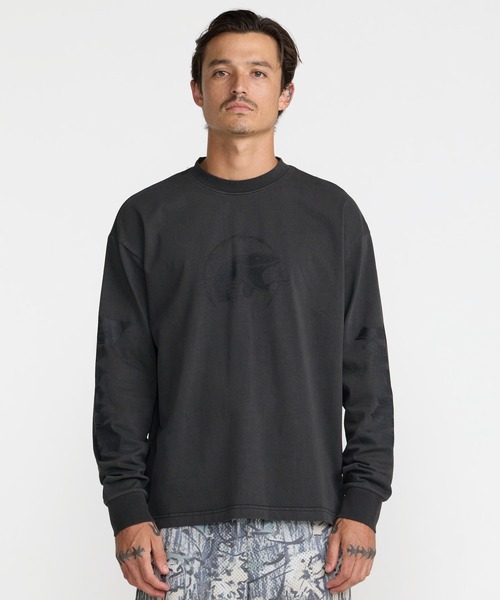 RVCA(ルーカ)の「RVCA メンズ TAPOUT HEAVYWEIGHT LS TEE ロンT 【2026年秋冬モデル】/ルーカバックプリント長袖ロンT(Tシャツ/カットソー・メンズ・ブラック/キャメル・SMALL/MEDIUM/LARGE/X-LARGE)」の1枚目の写真