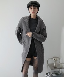 ケーブルニットロングカーディガン