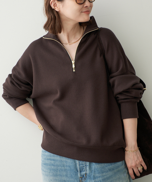 Deuxieme Classe(ドゥーズィエムクラス)の「*Smooth Half Zip プルオーバー(ニット/セーター・レディース・ブラウン・FREE)」の1枚目の写真