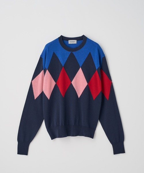 JOHN SMEDLEY(ジョンスメドレー)の「アーガイル柄クルーネック長袖ニットプルオーバー(ニット/セーター・レディース・その他・S)」の1枚目の写真
