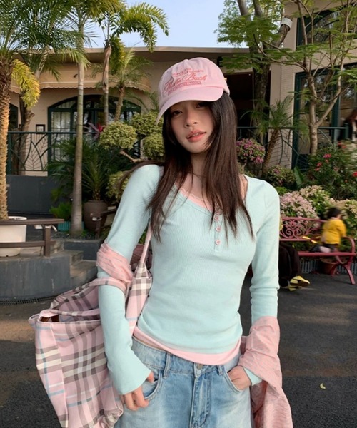 almo（アルモ）の「【LAMPOON】レイヤードヘンリーカットソー（Tシャツ/カットソー・レディース・ミント・MEDIUM/SMALL）」の8枚目の写真