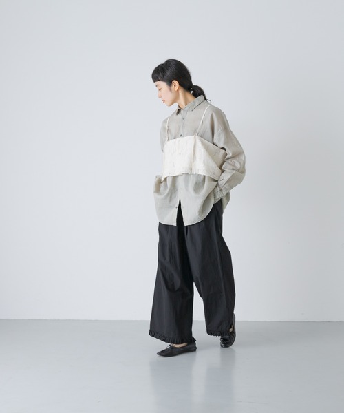 かぐれ(カグレ)の「コットンリネンガーメントダイシャツ(シャツ/ブラウス・レディース・グリーン系その他/ピンク/ネイビー・FREE)」の5枚目の写真