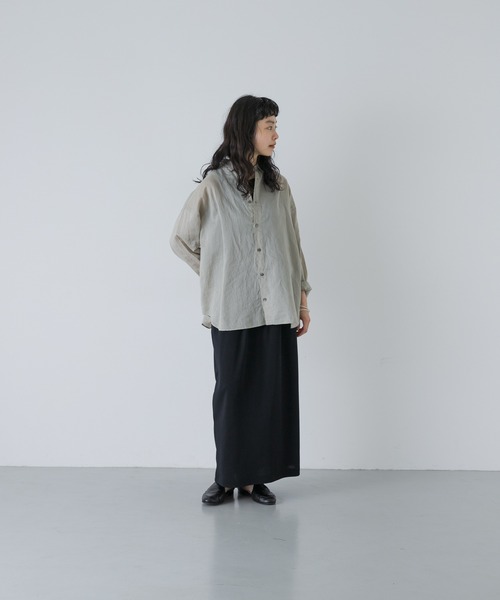 かぐれ(カグレ)の「コットンリネンガーメントダイシャツ(シャツ/ブラウス・レディース・グリーン系その他/ピンク/ネイビー・FREE)」の9枚目の写真