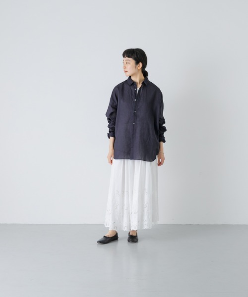 かぐれ(カグレ)の「コットンリネンガーメントダイシャツ(シャツ/ブラウス・レディース・グリーン系その他/ピンク/ネイビー・FREE)」の15枚目の写真