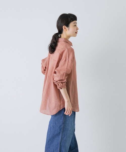かぐれ(カグレ)の「コットンリネンガーメントダイシャツ(シャツ/ブラウス・レディース・グリーン系その他/ピンク/ネイビー・FREE)」の19枚目の写真