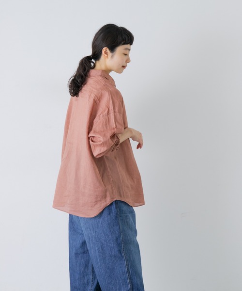 かぐれ(カグレ)の「コットンリネンガーメントダイシャツ(シャツ/ブラウス・レディース・グリーン系その他/ピンク/ネイビー・FREE)」の20枚目の写真
