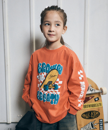 KIDS CHECKER BOARD LONG SLEEVE - RED ORANGE