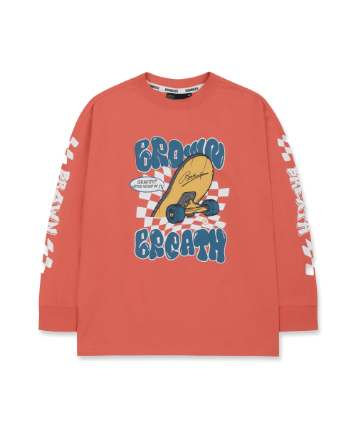 BROWNBREATH KIDS(ブラウンブレスキッズ)の「KIDS CHECKER BOARD LONG SLEEVE - RED ORANGE(Tシャツ/カットソー・レディース・その他・110/120/130/140/150)」の2枚目の写真