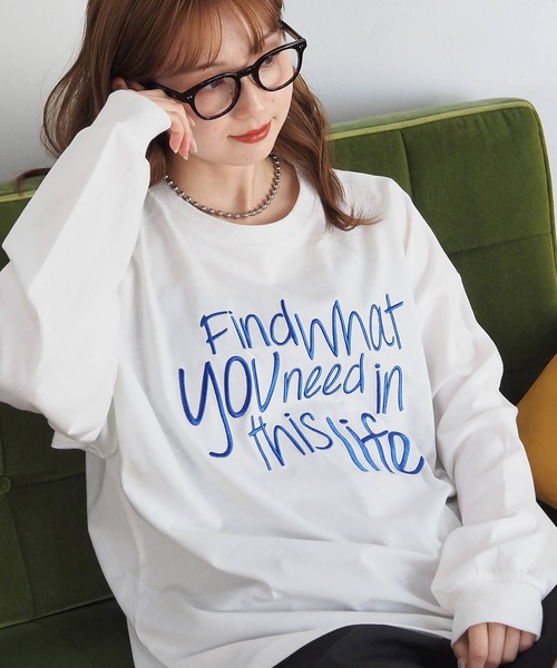tiptop(ティップトップ)の「アソートロゴ刺繍ロンT(Tシャツ/カットソー・レディース・オフホワイト/ブラック系その他/ブラック/ホワイト系その他・FREE)」の3枚目の写真
