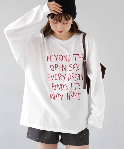 tiptop(ティップトップ)の「アソートロゴ刺繍ロンT(Tシャツ/カットソー・レディース・オフホワイト/ブラック系その他/ブラック/ホワイト系その他・FREE)」の2枚目の写真