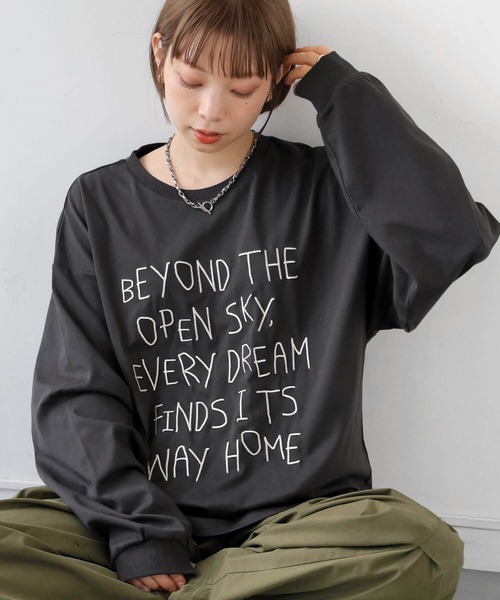 tiptop(ティップトップ)の「アソートロゴ刺繍ロンT(Tシャツ/カットソー・レディース・オフホワイト/ブラック系その他/ブラック/ホワイト系その他・FREE)」の4枚目の写真