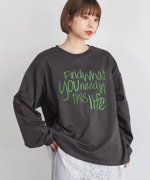 tiptop(ティップトップ)の「アソートロゴ刺繍ロンT(Tシャツ/カットソー・レディース・オフホワイト/ブラック系その他/ブラック/ホワイト系その他・FREE)」の16枚目の写真