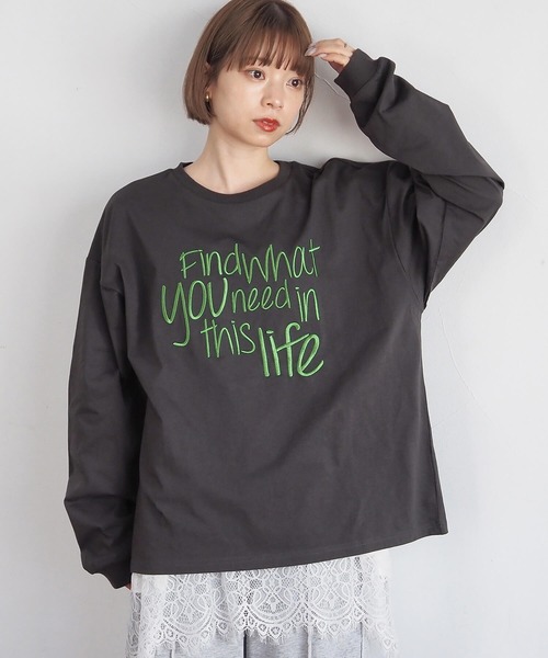 tiptop(ティップトップ)の「アソートロゴ刺繍ロンT(Tシャツ/カットソー・レディース・オフホワイト/ブラック系その他/ブラック/ホワイト系その他・FREE)」の17枚目の写真