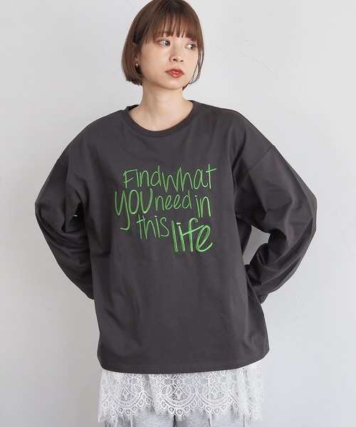 tiptop(ティップトップ)の「アソートロゴ刺繍ロンT(Tシャツ/カットソー・レディース・オフホワイト/ブラック系その他/ブラック/ホワイト系その他・FREE)」の18枚目の写真