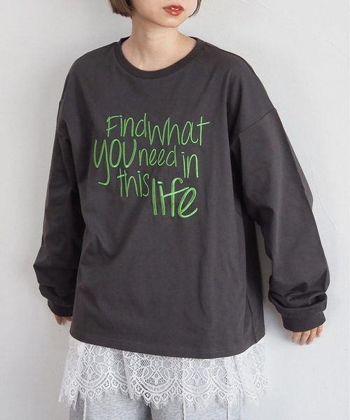 tiptop(ティップトップ)の「アソートロゴ刺繍ロンT(Tシャツ/カットソー・レディース・オフホワイト/ブラック系その他/ブラック/ホワイト系その他・FREE)」の19枚目の写真