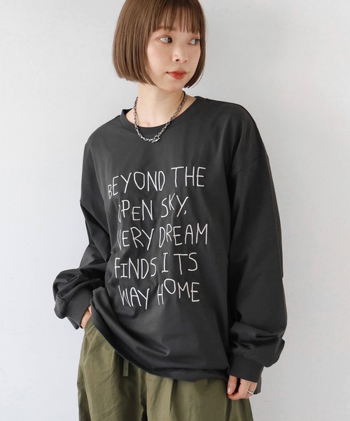 tiptop(ティップトップ)の「アソートロゴ刺繍ロンT(Tシャツ/カットソー・レディース・オフホワイト/ブラック系その他/ブラック/ホワイト系その他・FREE)」の6枚目の写真