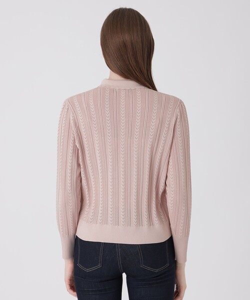 BLUE LABEL CRESTBRIDGE(ブルーレーベルクレストブリッジ)の「シアーニットトップス(ニット/セーター・レディース・ベビーピンク/ホワイト系その他/ブラック・38)」の6枚目の写真