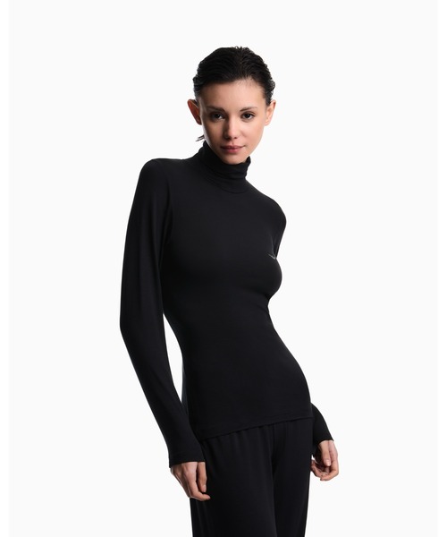 EMPORIO ARMANI(エンポリオアルマーニ)の「<オンライン限定>【エンポリオ アルマーニ】ウィメンズ タートルネックセーター テックウール混ジャージー(ニット/セーター・レディース・ブラック/アイボリー・SMALL/LARGE/X-SMALL/MEDIUM)」の3枚目の写真