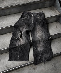 RICH（リッチ）の「別注【RICH】Knight Wide Dirty Washed Pants / 【リッチ】リベットダーティーウォッシュバルーンデニムパンツ＜着用動画あり＞（デニムパンツ）」