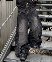 RICH（リッチ）の「別注【RICH】Knight Wide Dirty Washed Pants / 【リッチ】リベットダーティーウォッシュバルーンデニムパンツ（デニムパンツ）」