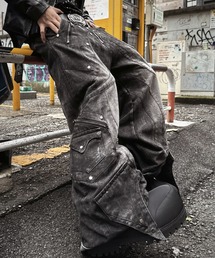 RICH（リッチ）の「別注【RICH】Knight Wide Dirty Washed Pants / 【リッチ】リベットダーティーウォッシュバルーンデニムパンツ＜着用動画あり＞（デニムパンツ）」