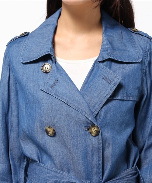 VENCEEXCHANGE（ヴァンスエクスチェンジ）の「レーヨンデニム トレンチコート        （トレンチコート・レディース・ブルー・MEDIUM/LARGE）」の8枚目の写真