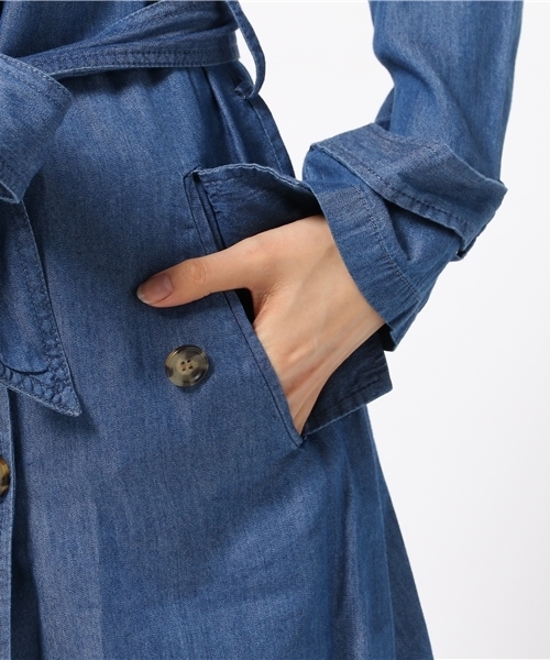 VENCEEXCHANGE（ヴァンスエクスチェンジ）の「レーヨンデニム トレンチコート        （トレンチコート・レディース・ブルー・MEDIUM/LARGE）」の10枚目の写真