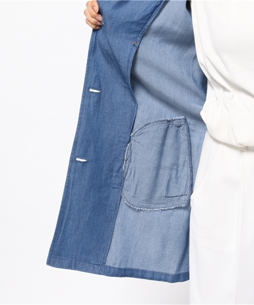 VENCEEXCHANGE（ヴァンスエクスチェンジ）の「レーヨンデニム トレンチコート        （トレンチコート・レディース・ブルー・MEDIUM/LARGE）」の3枚目の写真