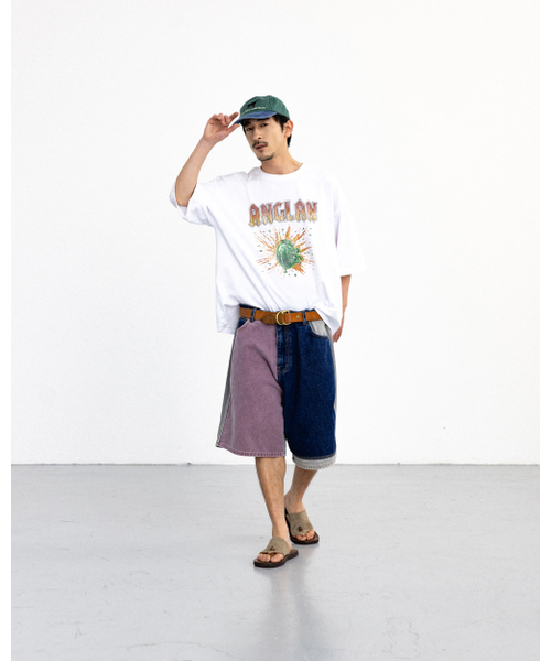 ANGLAN（アングラン）の「Patchwork Denim Half Pants - Multi（その他パンツ・メンズ・その他・1/2）」の3枚目の写真