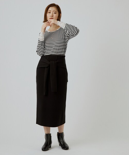 grove(グローブ)の「【重ね着にも◎】チュールドッキングテレコカットソー(Tシャツ/カットソー・レディース・オフホワイト/ブラック・02/03/04/05)」の13枚目の写真