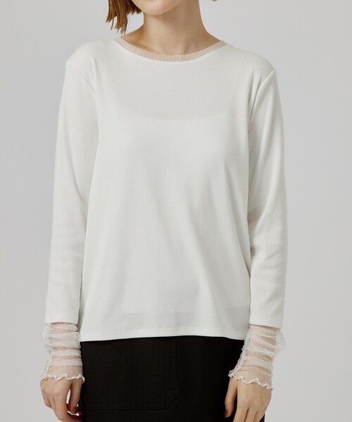 grove(グローブ)の「【重ね着にも◎】チュールドッキングテレコカットソー(Tシャツ/カットソー・レディース・オフホワイト/ブラック・02/03/04/05)」の15枚目の写真