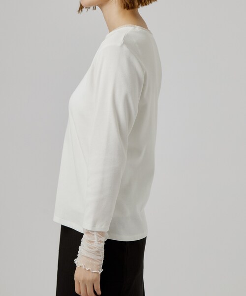 grove(グローブ)の「【重ね着にも◎】チュールドッキングテレコカットソー(Tシャツ/カットソー・レディース・オフホワイト/ブラック・02/03/04/05)」の16枚目の写真
