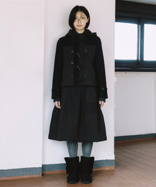 OHESHIO(オヘシオ)の「PADDED DUFFLE WOOL COAT, BLACK(チェスターコート・レディース・その他・FREE)」の1枚目の写真
