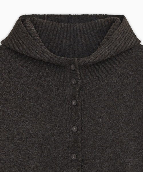 OHESHIO（オヘシオ）の「CROPPED HOODED HIGH NECK CARDIGAN, BROWN（カーディガン/ボレロ・レディース・その他・FREE）」の9枚目の写真