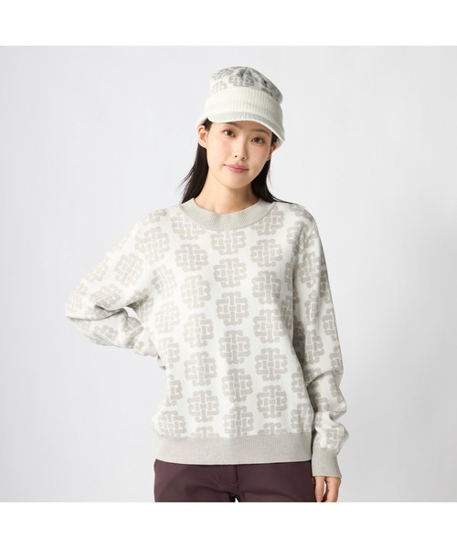 marie claire(マリ・クレール)の「【marie claire/マリ.クレール】レディースクルーネックセーター モノグラム柄 ゴルフ(ニット/セーター・レディース・ホワイト/ブラック/グリーン・X-LARGE/MEDIUM)」の2枚目の写真
