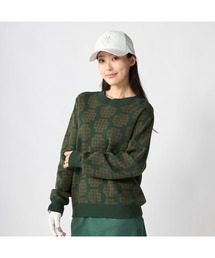 【marie claire/マリ.クレール】レディースクルーネックセーター　モノグラム柄　ゴルフ