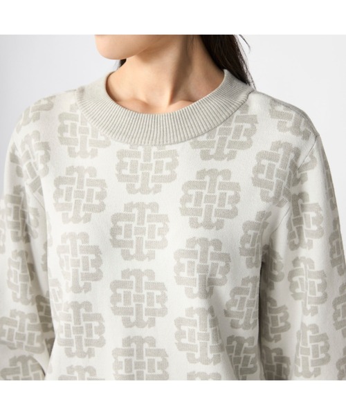 marie claire(マリ・クレール)の「【marie claire/マリ.クレール】レディースクルーネックセーター モノグラム柄 ゴルフ(ニット/セーター・レディース・ホワイト/ブラック/グリーン・X-LARGE/MEDIUM)」の7枚目の写真