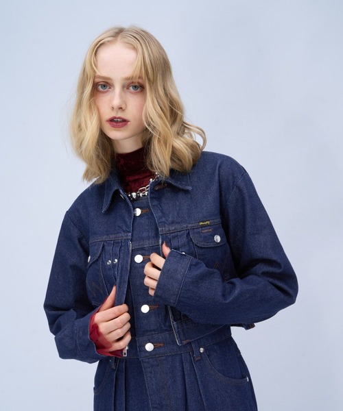 HARE(ハレ)の「【Wrangler×HARE】ウエスタンショートブルゾン(HARE)(デニムジャケット・レディース・ブラック/インディゴブルー・FREE)」の12枚目の写真