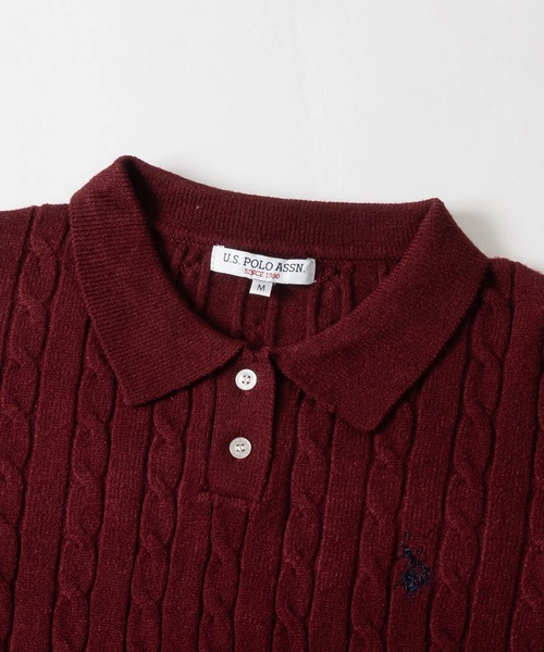 U.S. POLO ASSN.（ユーエスポロアッスン）の「【18】〔U.S.POLO ASSN/ユーエスポロアッスン〕ワンポイントロゴ ケーブルニットポロ レディース（ニット/セーター・レディース・ネイビー/アイボリー/ワインレッド/グリーン・LARGE/MEDIUM）」の19枚目の写真