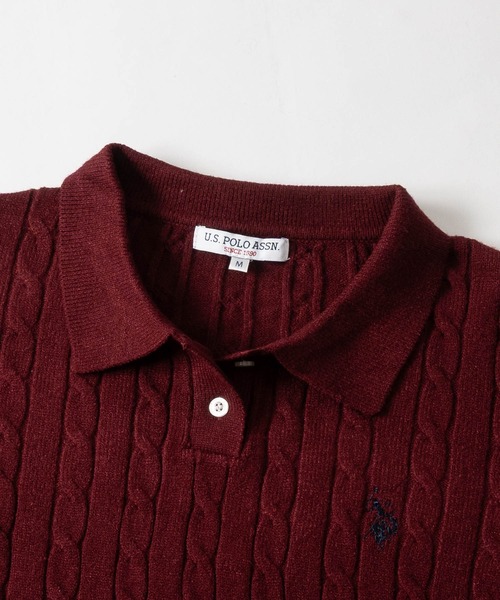 U.S. POLO ASSN.（ユーエスポロアッスン）の「【18】〔U.S.POLO ASSN/ユーエスポロアッスン〕ワンポイントロゴ ケーブルニットポロ レディース（ニット/セーター・レディース・ネイビー/アイボリー/ワインレッド/グリーン・LARGE/MEDIUM）」の20枚目の写真