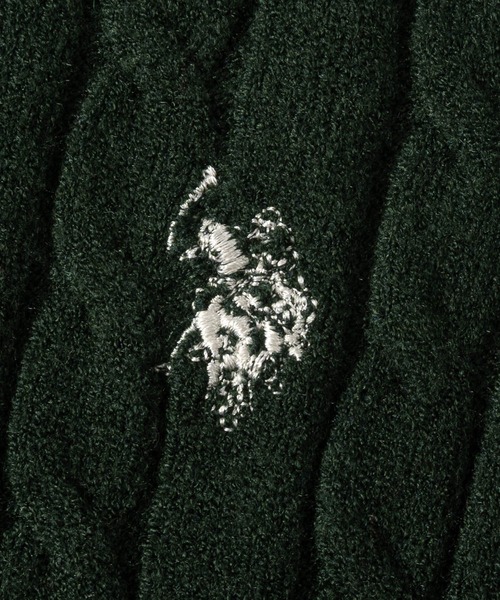 U.S. POLO ASSN.（ユーエスポロアッスン）の「【18】〔U.S.POLO ASSN/ユーエスポロアッスン〕ワンポイントロゴ ケーブルニットポロ レディース（ニット/セーター・レディース・ネイビー/アイボリー/ワインレッド/グリーン・LARGE/MEDIUM）」の5枚目の写真