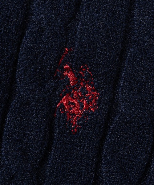 U.S. POLO ASSN.（ユーエスポロアッスン）の「【18】〔U.S.POLO ASSN/ユーエスポロアッスン〕ワンポイントロゴ ケーブルニットポロ レディース（ニット/セーター・レディース・ネイビー/アイボリー/ワインレッド/グリーン・LARGE/MEDIUM）」の6枚目の写真